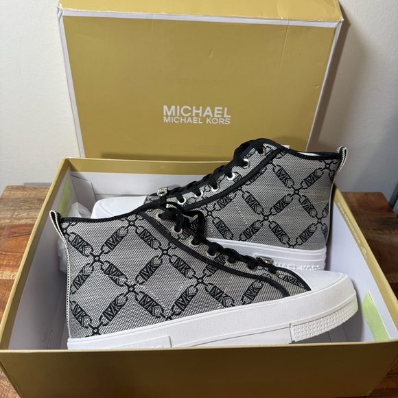 Michael Kors Shoes - Michael Kors Monogram Envy Hightop Sneakers, Women’s 8.5